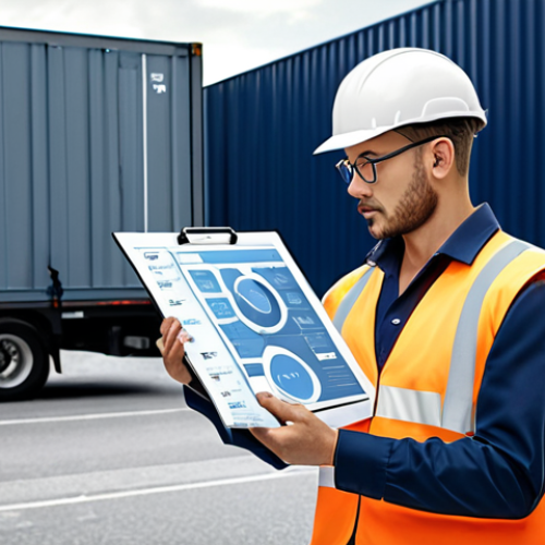 **Prompt:** A logistics professional confidently presenting a data-driven report on optimized delivery routes, showcasing a reduction in transportation costs. Include charts and graphs.