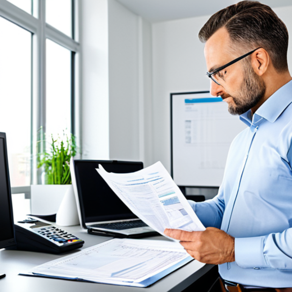 물류정보관리사 직무와 관련된 법률 - "A professional logistics manager in a modern, brightly lit office, reviewing a complex ICMS tax com...