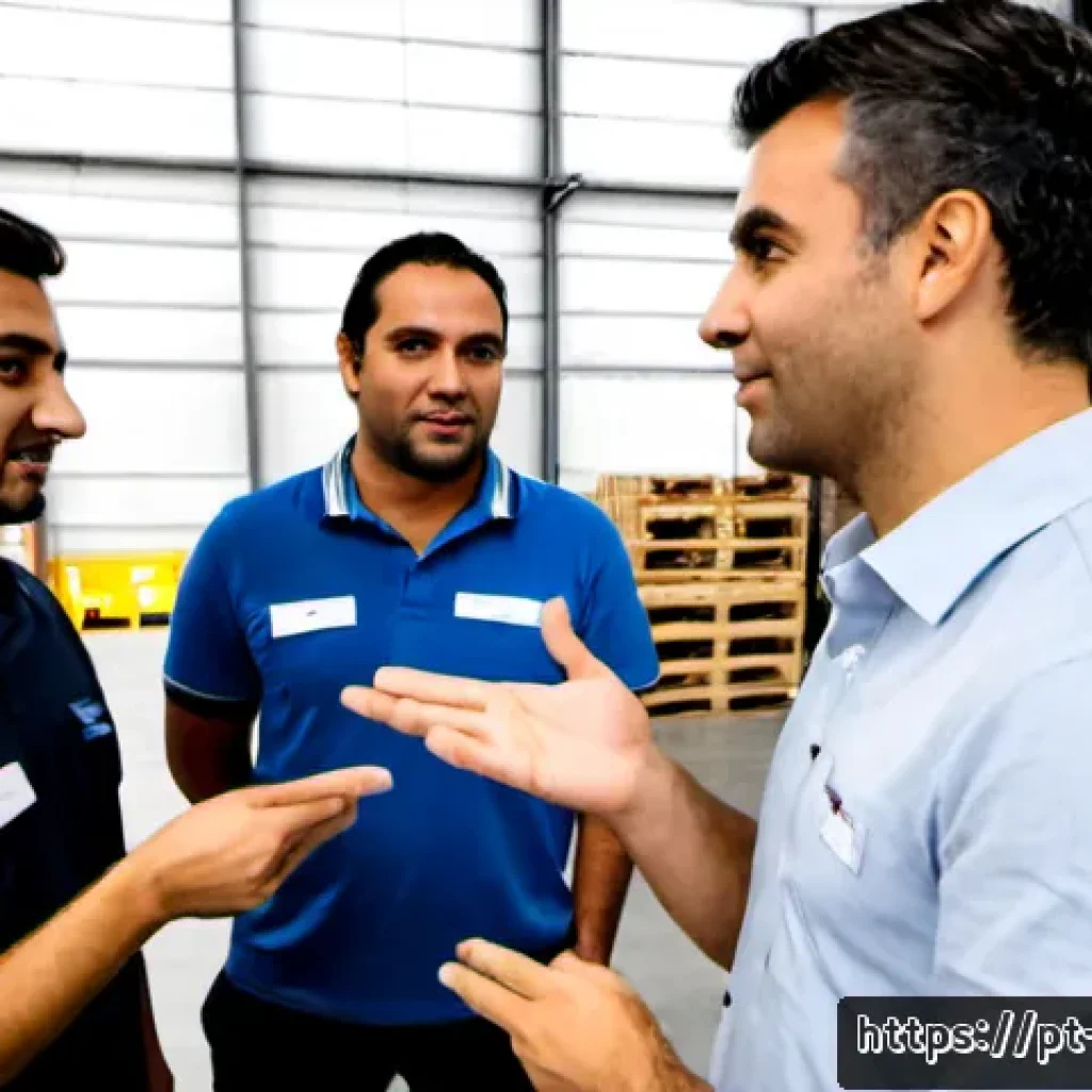 물류정보관리사 실무에서의 의사소통 기술 - Photorealistic logistics operations meeting in a modern São Paulo distribution center, Brazilian log...